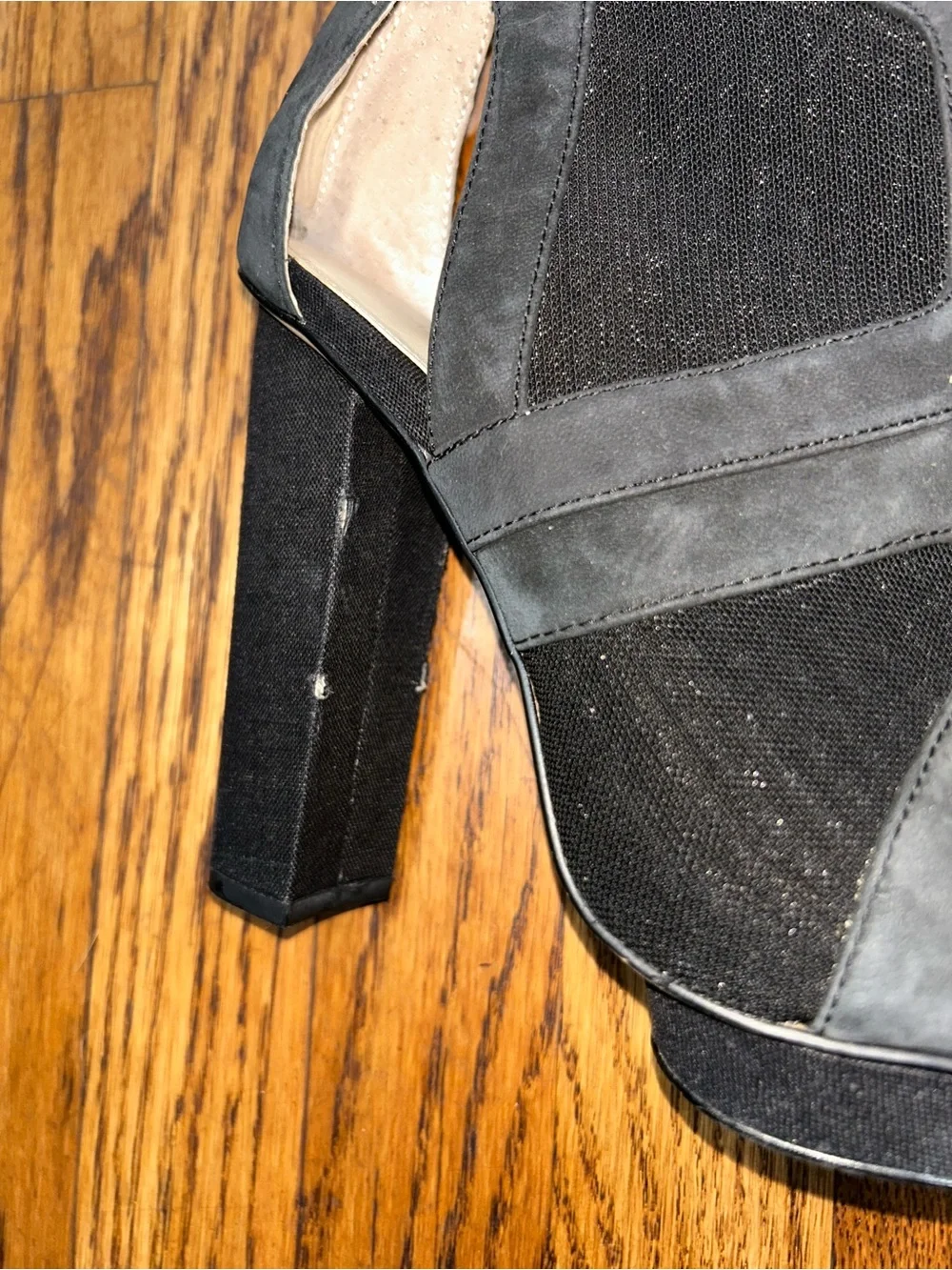 Calvin Klein Black Cutout Mesh Platform Heels - Size 8
